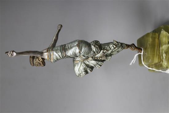 An Art Deco silvered bronze figure of a dancing girl, Paul Phillipe, on signed onyx plinth, height 26.5cm